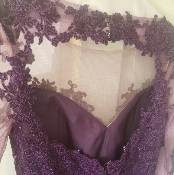 Plum Mother of the Bride Bridesmaid Dress Lace 10 - Picture 8 of 15
